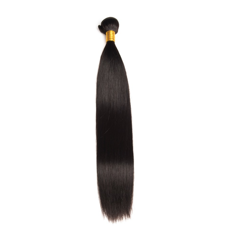 Virgin hair straight bundles in a natural 1B color, featuring a sleek and smooth texture with a lustrous finish, perfect for versatile styling options.